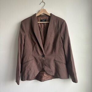 MANGO Brown Check Blazer Jacket Button Closure Women’s Size 14